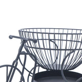 Tricycle Metal Fruit Basket, Double Layer Hollow Design Fruit Plate, Portable Kitchen Storage Countertops Shelf Rack, Metal Black Fruit And Vegetable Storage Stand, 2 Tier Metal Bread Basket