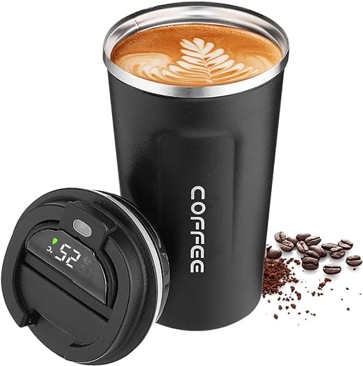 Portable Travel Coffee Mug, Smart Digital Coffee Mug, Temperature Display Coffee Mug, Portable Tumbler Thermos Cup,Car Thermos Coffee Mug Travel Mug with Leak-proof Lid for Coffee, Tea, Cold Beverage, Ice Drinks, Travel Thermal Bottle