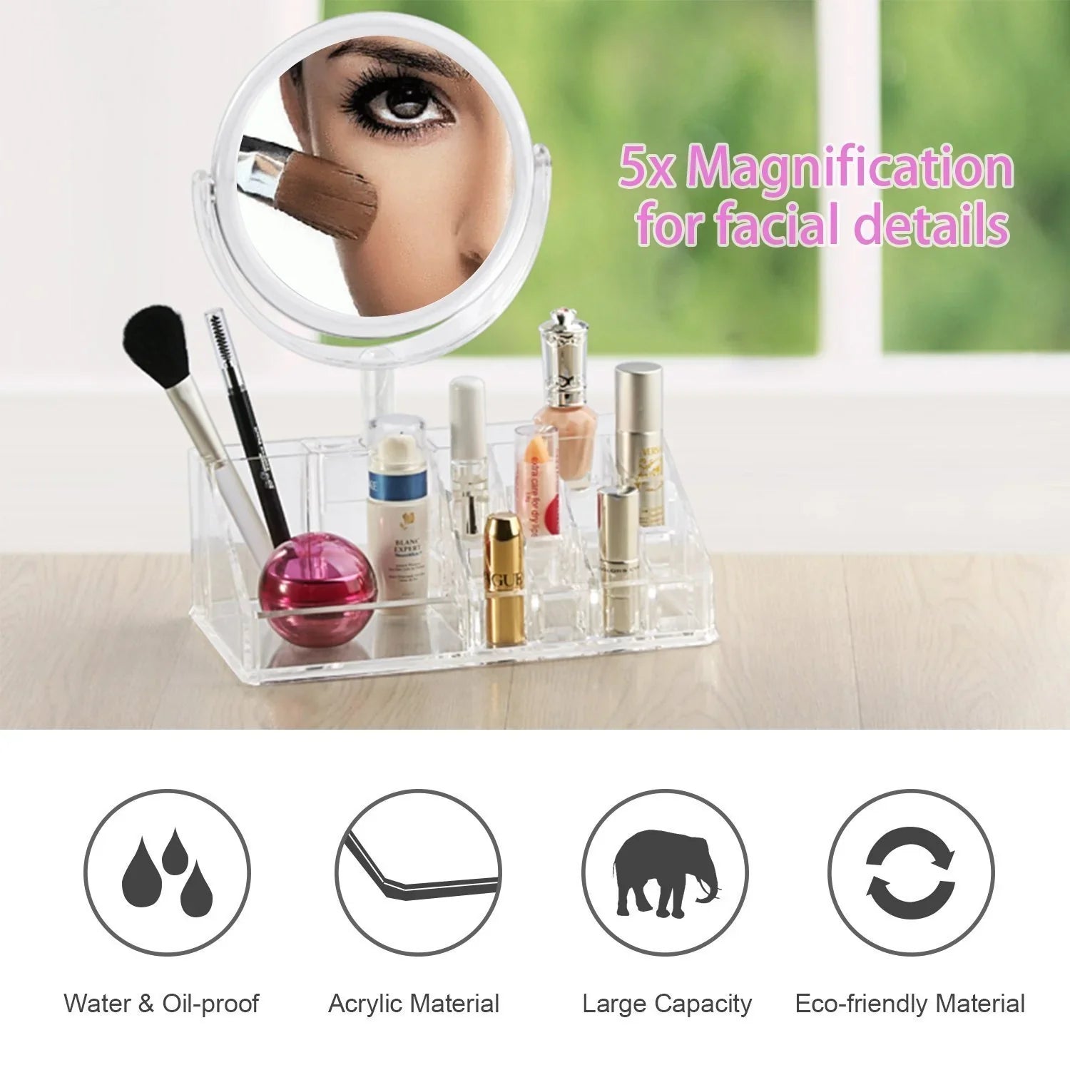 Makeup Dresser With Mirror, Acrylic Cosmetic Storage Box, Simple Dresser Storage Shelf, Acrylic Lipstick Cosmetic Organizer With Mirror