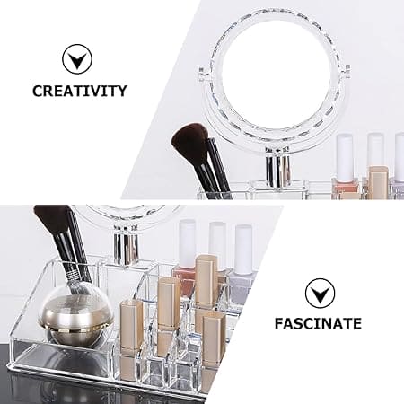 Makeup Dresser With Mirror, Acrylic Cosmetic Storage Box, Simple Dresser Storage Shelf, Acrylic Lipstick Cosmetic Organizer With Mirror