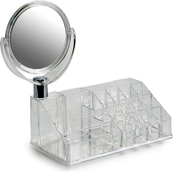 Makeup Dresser With Mirror, Acrylic Cosmetic Storage Box, Simple Dresser Storage Shelf, Acrylic Lipstick Cosmetic Organizer With Mirror