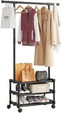 Multifunctional Cloth Rack With Wheels, Multilayer Floor Hanger, 4 in 1 Hall Tree with Storage Shelf,  Simple Cloth Organizer Wardrobe, Shoes Rack Home Organizer, Multifunction Floor Standing Clothes Hanger Rack