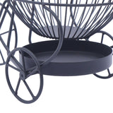 Tricycle Metal Fruit Basket, Double Layer Hollow Design Fruit Plate, Portable Kitchen Storage Countertops Shelf Rack, Metal Black Fruit And Vegetable Storage Stand, 2 Tier Metal Bread Basket