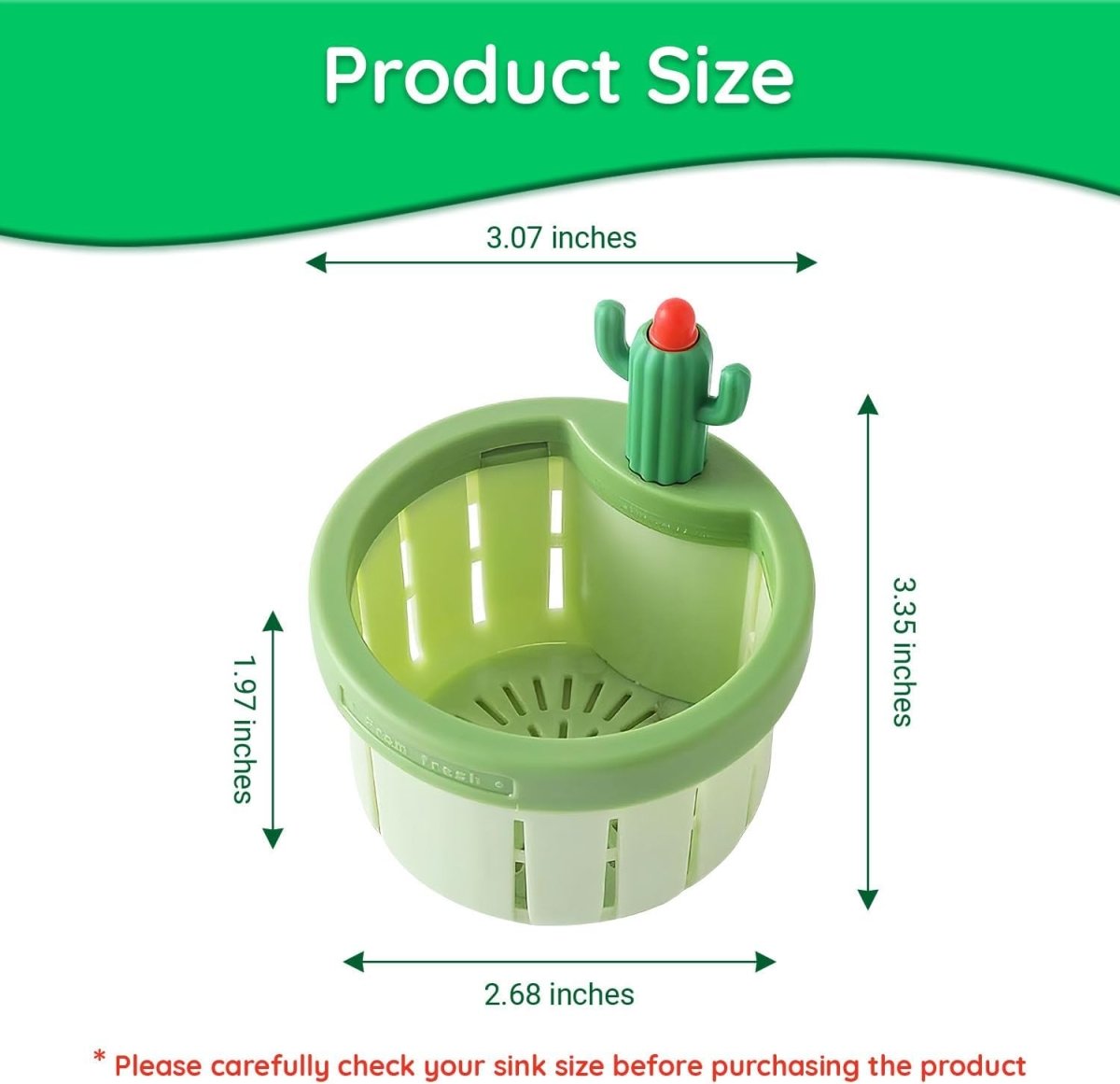 Cactus Sink Drain Basket | Kitchen Sink Strainer with Hands-free Waste Removal