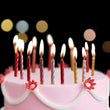 Set Of 8 Thread Color Birthday Candles With Candles, Cake Candle With Holder, Party Supplies Short Thin Metallic Color Candles