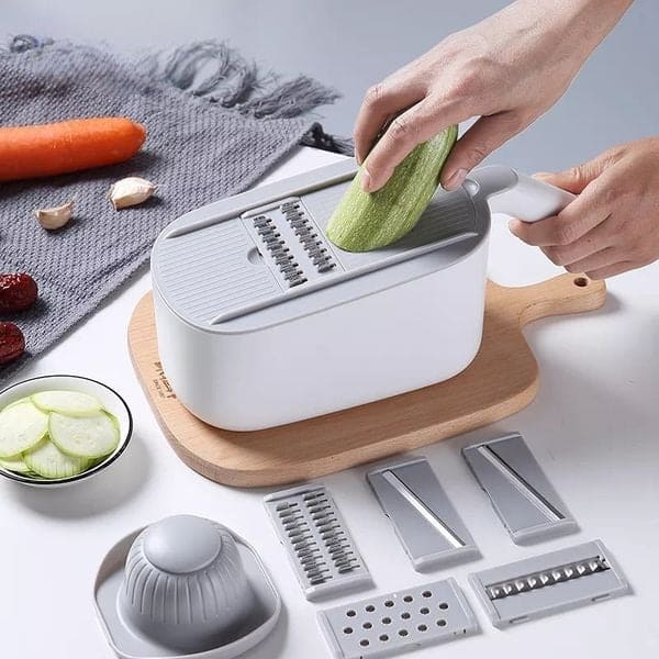 Artifact Vegetable Cutting Shredder, Household Multifunction Slicer Grater, Double Draining Hand Guard Design Fruit Peeler, Professional Grater With Adjustable Blades, Manual Vegetable Cutter, Kitchen Salad Food Chopper With Container And Drain Basket