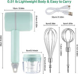 Mini Food Mixer, 3 In 1 Cordless Garlic Chopper, Electric Hand Mixer, Portable Manual Mixer, 3 Speed Adjustable Electric Egg Beater, Wireless Multifunction Hand Blender, USB Rechargeable Mini Food Chopper, Kitchen Blender For Baking Cooking