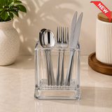 CLEAR RECTANGULAR SPOON AND CUTLERY HOLDER