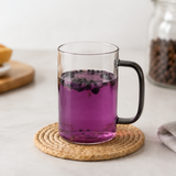 Clear Glass Mug Set with Colored Handles | Premium Tea, Coffee & Juice Cups | Modern Glass Drinkware Set