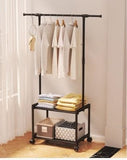 Multifunctional Cloth Rack With Wheels, Multilayer Floor Hanger, 4 in 1 Hall Tree with Storage Shelf,  Simple Cloth Organizer Wardrobe, Shoes Rack Home Organizer, Multifunction Floor Standing Clothes Hanger Rack