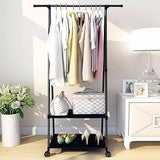 Multifunctional Cloth Rack With Wheels, Multilayer Floor Hanger, 4 in 1 Hall Tree with Storage Shelf,  Simple Cloth Organizer Wardrobe, Shoes Rack Home Organizer, Multifunction Floor Standing Clothes Hanger Rack