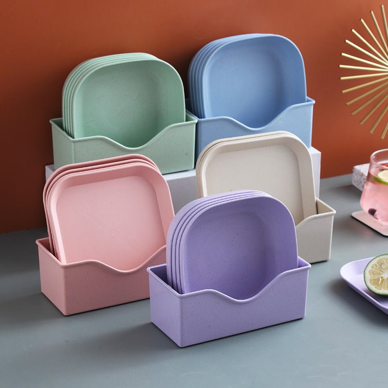 Creative Dish Set – 10 Colorful Plastic Plates, Microwave & Dishwasher Safe