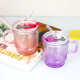Crown Glass Mug with Lid & Glass Straw | Premium Crystal Drink Cup for Coffee, Tea & Cold Beverages