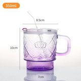 Crown Glass Mug with Lid & Glass Straw | Premium Crystal Drink Cup for Coffee, Tea & Cold Beverages