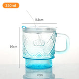 Crown Glass Mug with Lid & Glass Straw | Premium Crystal Drink Cup for Coffee, Tea & Cold Beverages