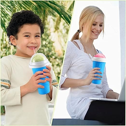 Slushy Ice Maker Cup, Silicon Ice Cream Slushy Maker Bottle Shake Cup, Magic Quick Frozen Smoothies Cup, Summer Squeeze Homemade Juice Water Bottle, Double Layer Squeeze Slushy Maker Cup, Homemade Milk Shake Ice Cream Maker