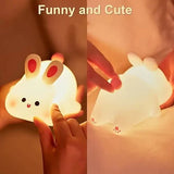 Cute Silicone LED Night Light – USB Rechargeable Touch Control Panda & Bunny Lamp