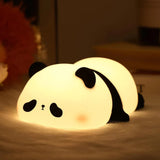 Cute Silicone LED Night Light – USB Rechargeable Touch Control Panda & Bunny Lamp