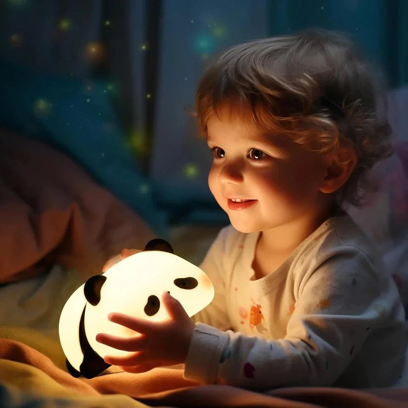 Cute Silicone LED Night Light – USB Rechargeable Touch Control Panda & Bunny Lamp