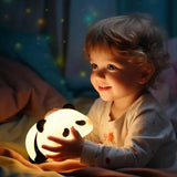 Cute Silicone LED Night Light – USB Rechargeable Touch Control Panda & Bunny Lamp