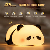 Cute Silicone LED Night Light – USB Rechargeable Touch Control Panda & Bunny Lamp