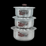 Set Of 3 Handi Set, Desi Handi Style Cooking Pots, Kitchen Cookware Set, Kitchen Dekchi Set Pot With Lid, Kitchen Cooking Bell Pot Stainless Steel Kitchen Ware Cooking Bowl