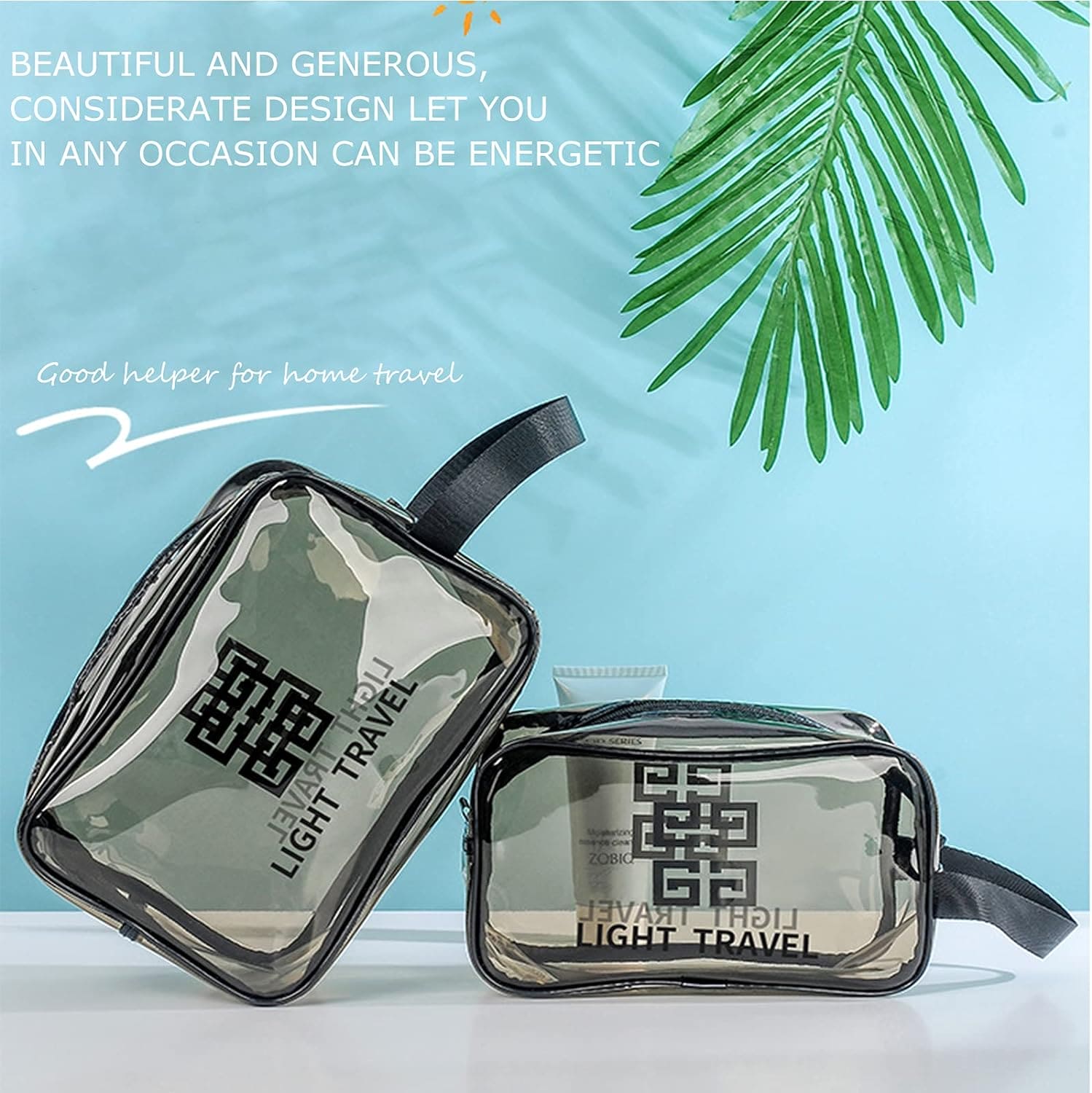 Set Of 3 Dream Travel Pouch, Transparent Oriented Makeup Bag, Carry Travel Zippered Pouch Bag, Waterproof, Portable Travel Cosmetics Pouch, Multifunctional PVC Zip Toiletry Carry Pouch