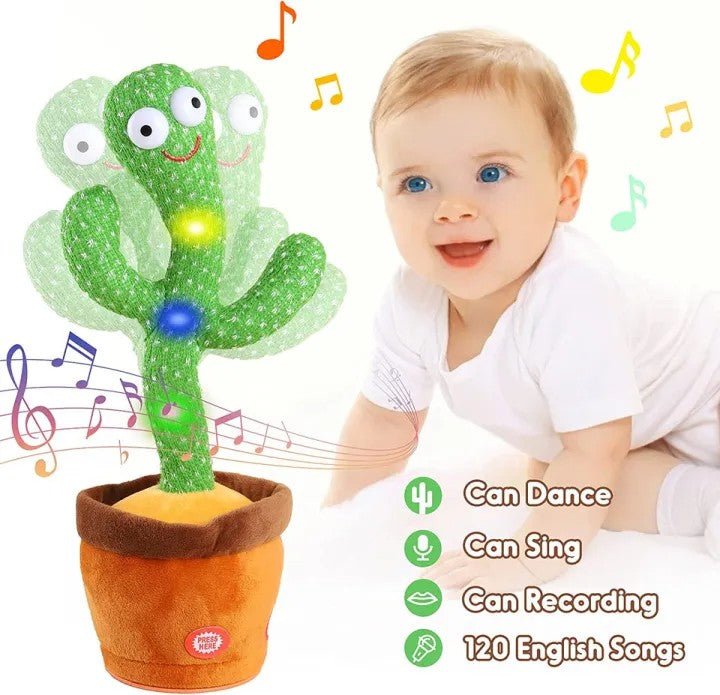 Dancing & Talking Cactus Toy | Singing Mimicking Cactus with Lights | Funny Dancing Plush Toy for Kids