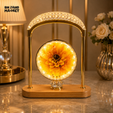 DECORATIVE SUNFLOWER GLASS GLOBE LED TABLE LAMP WITH ARCH FRAME