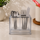 DOUBLE COMPARTMENT CLEAR SPOON AND CUTLERY HOLDER