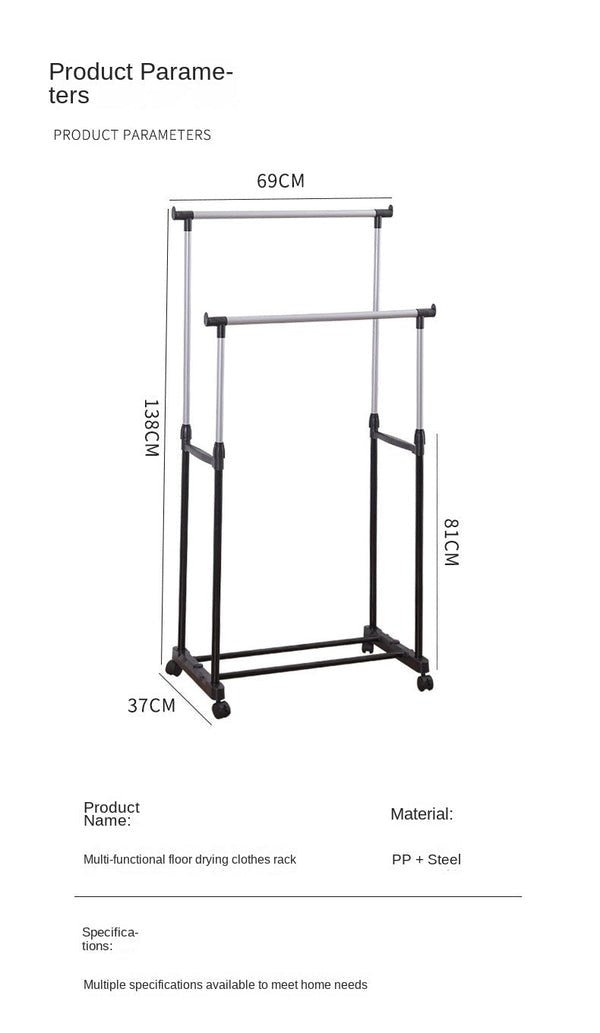 Double Pole Clothes Rack – Adjustable Garment Organizer