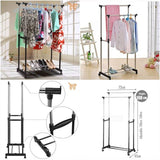 Double Pole Clothes Rack – Adjustable Garment Organizer