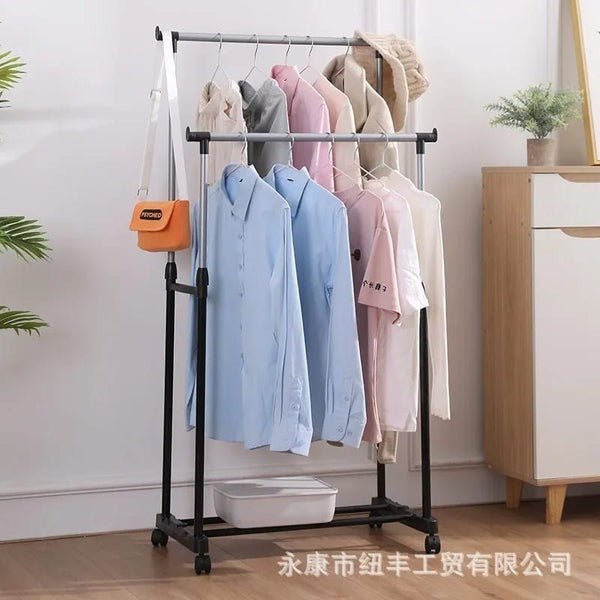 Double Pole Clothes Rack – Adjustable Garment Organizer