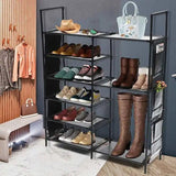 Double Row Shoe Rack With Side Pocket – Space-Saving Footwear Organizer