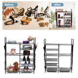 Double Row Shoe Rack With Side Pocket – Space-Saving Footwear Organizer