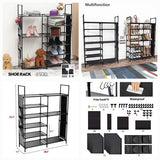 Double Row Shoe Rack With Side Pocket – Space-Saving Footwear Organizer