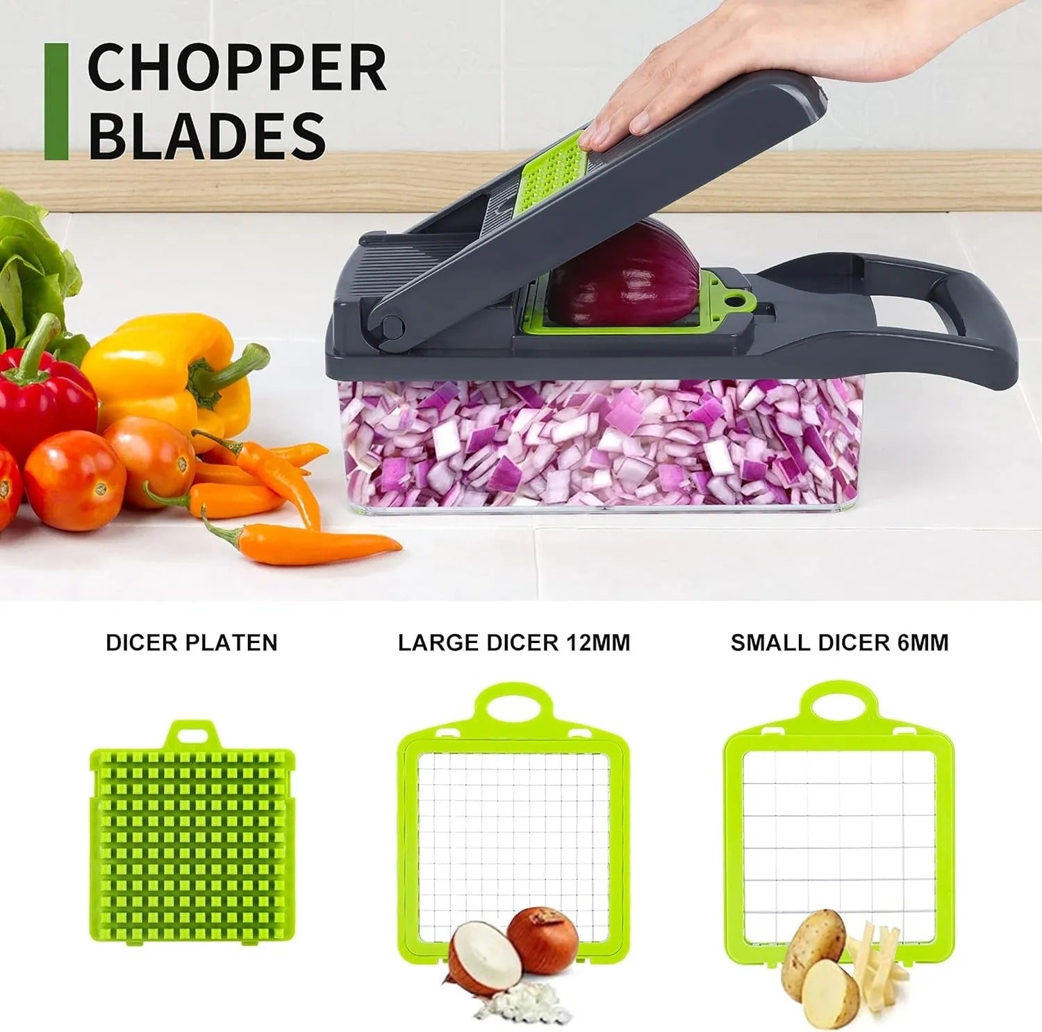 A.Q Multifunctional 12 in 1 Nicer Dicer Vegetable Cutter – Veggie Chopper, Slicer & Grater