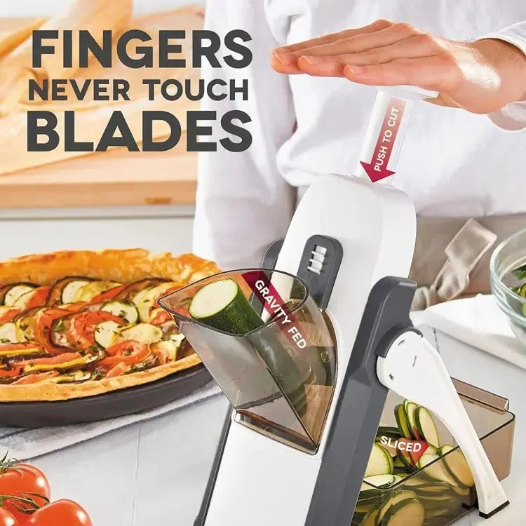 Vegetable Cutter with Collecting Basin – Multifunctional Kitchen Slicer