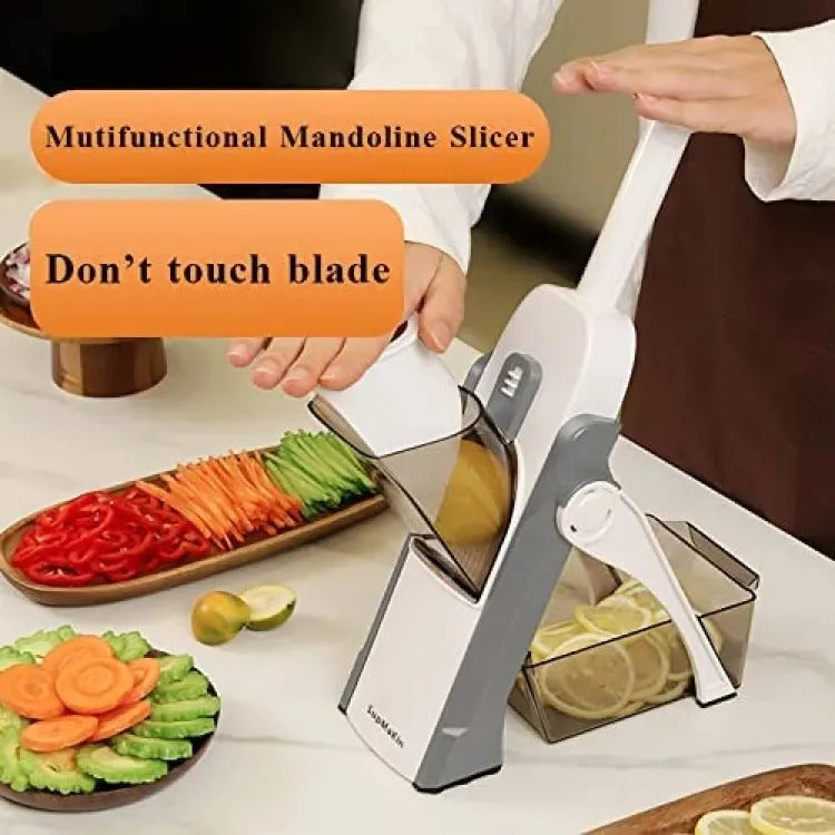 Vegetable Cutter with Collecting Basin – Multifunctional Kitchen Slicer