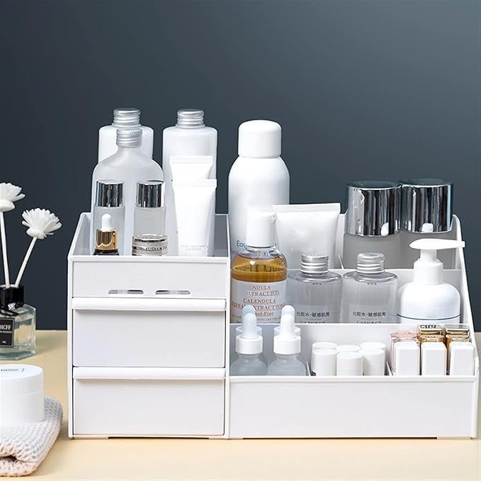 Dressing Table Makeup Organizer – Multi-Compartment Storage Box