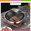 Dual Handles Honeycomb Double Sided Laser Coated Wok With Lid, Karahi