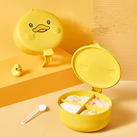 Duck Shape 4 Grid Spice Box, Seasoning Box Storage Container, 4 Compartment Enclosed Space Box, Spice Herbs Condiment Jar,  Kitchen Supplies Household Tool, Spice Jar with 4 Spoons