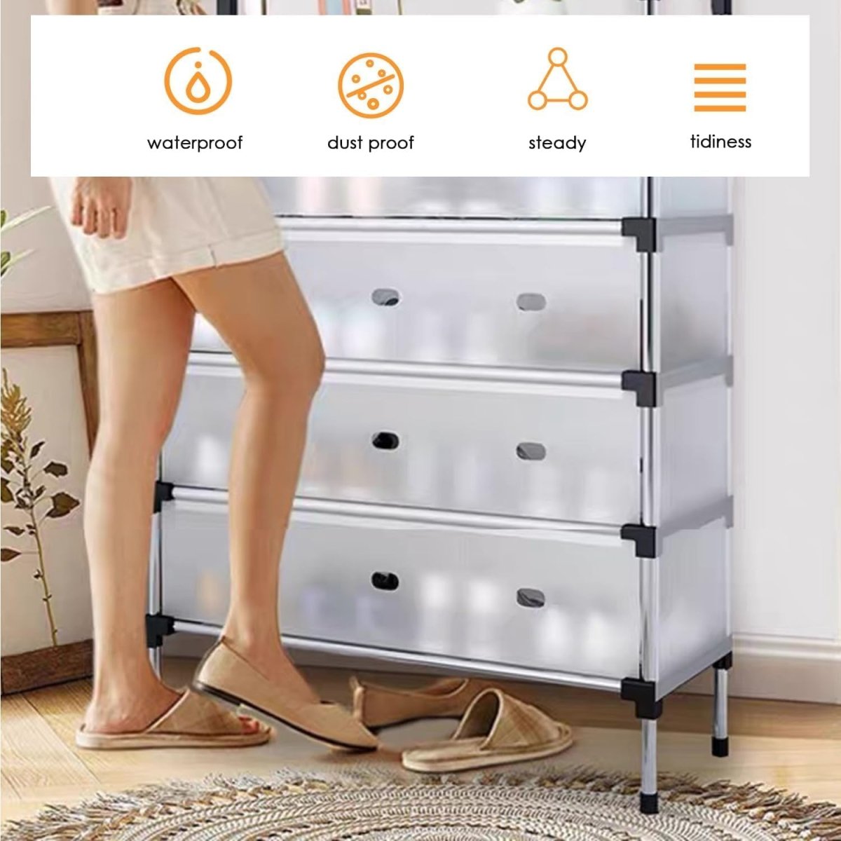 Dustproof Shoe Rack Organizer | Multi-Layer Waterproof Shoe Stand | Space-Saving Storage Shelf for Home