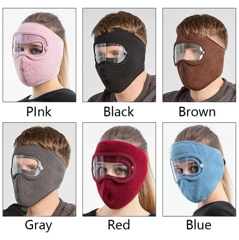 Dustproof Winter Face Mask with Eye Shield | Windproof Fleece Mask for Outdoor Protection | Full Coverage Warm Mask
