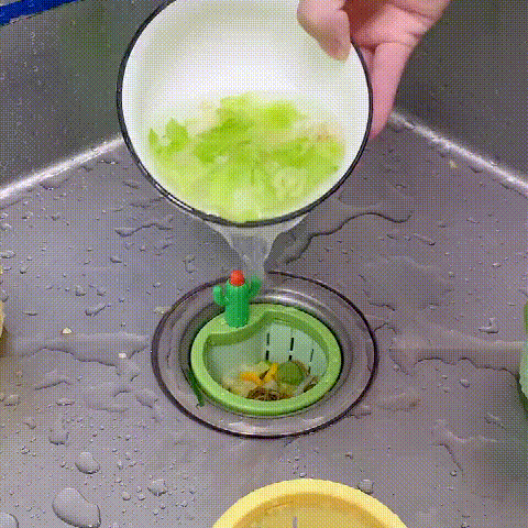 Cactus Sink Drain Basket | Kitchen Sink Strainer with Hands-free Waste Removal
