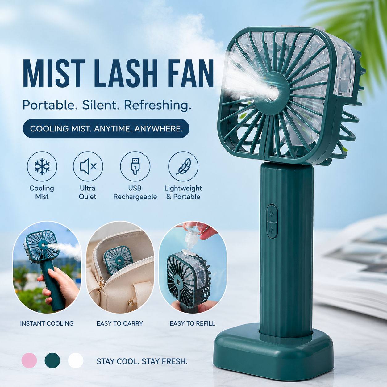Mist Lash Fan Portable Silent USB Cooling Fan
