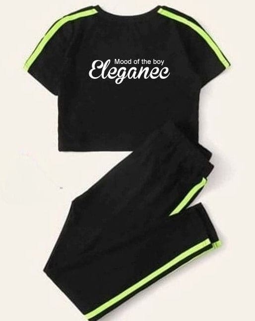 Elegance Strip Crop Track Suit, Women's Soft Sports, Comfortable Pant Sportive Track Suit