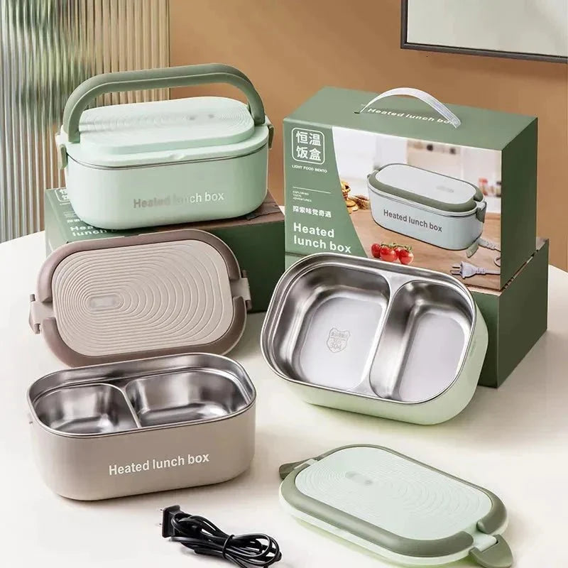 Electric Lunch Box Food Warmer – Stainless Steel Portable Heated Lunch Box for Office, School & Travel