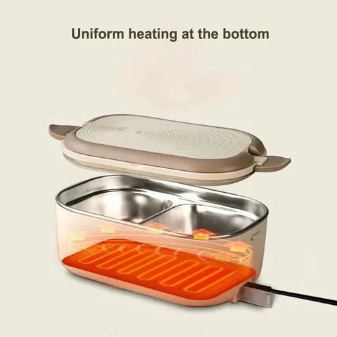 Electric Lunch Box Food Warmer – Stainless Steel Portable Heated Lunch Box for Office, School & Travel