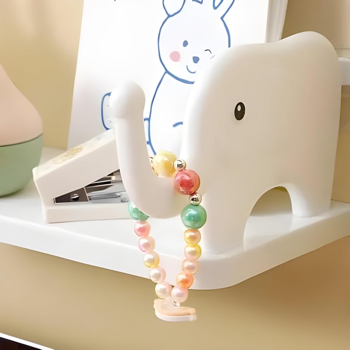 Elephant Wall Mounted Storage Shelf – No Drill Adhesive Kitchen & Bathroom Organizer